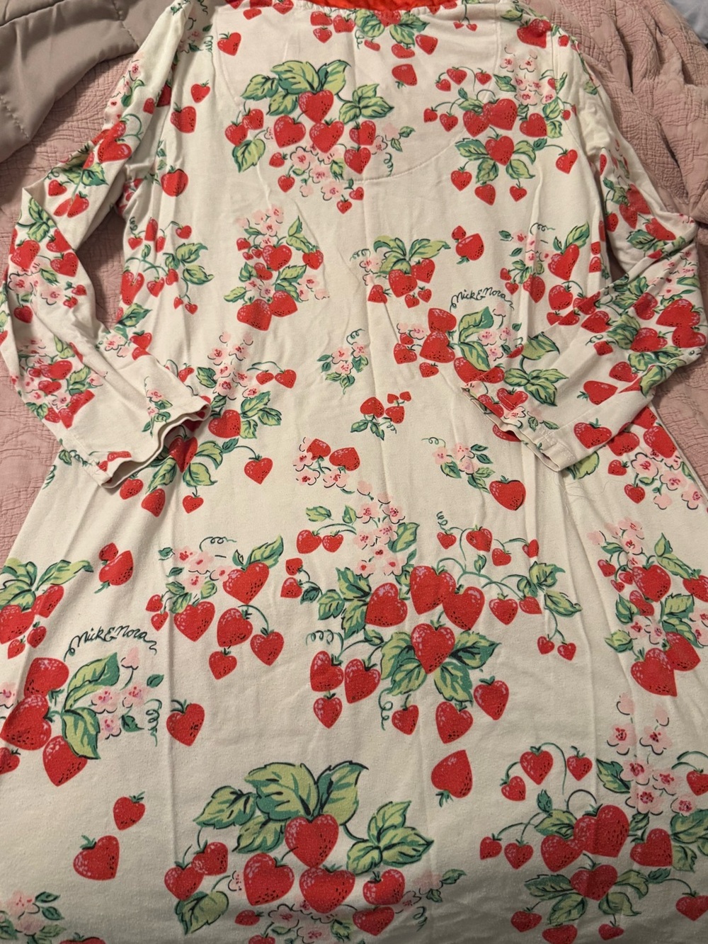 Vintage Nick & Nora sleep shirt knit strawberry print good condition size L - Picture 3 of 6